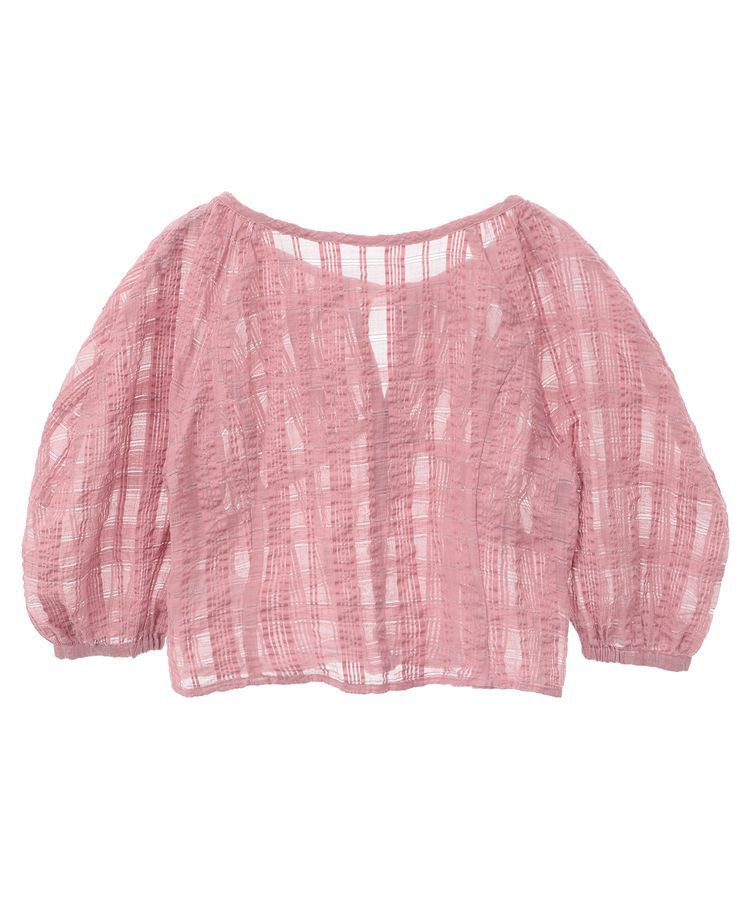 earth music&ecology「シアーチェックパフスリーブブラウス」|シャツ・ブラウス|