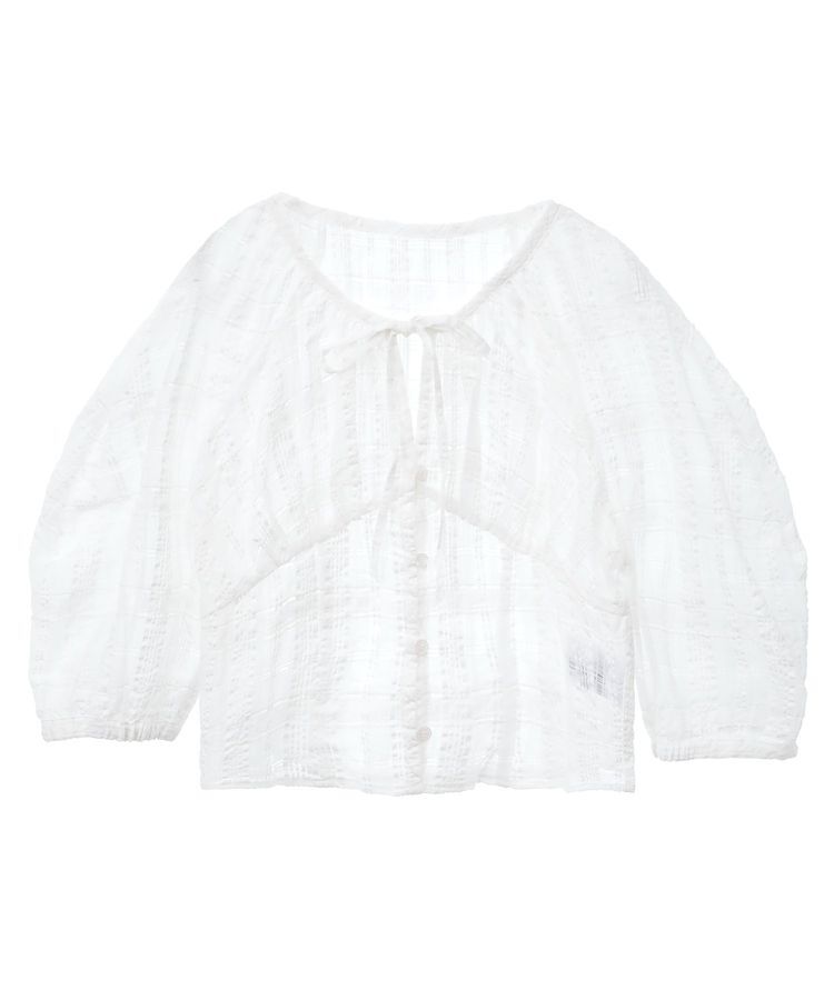 earth music&ecology「シアーチェックパフスリーブブラウス」|シャツ・ブラウス|