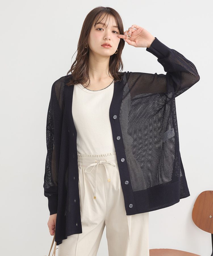 earth music&ecology「メッシュルーズカーディガン」|カーディガン|