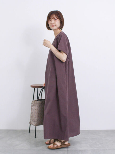 Samansa Mos2 blue「【イージーケア】リネン混マキシフレアワンピース」|ワンピース|