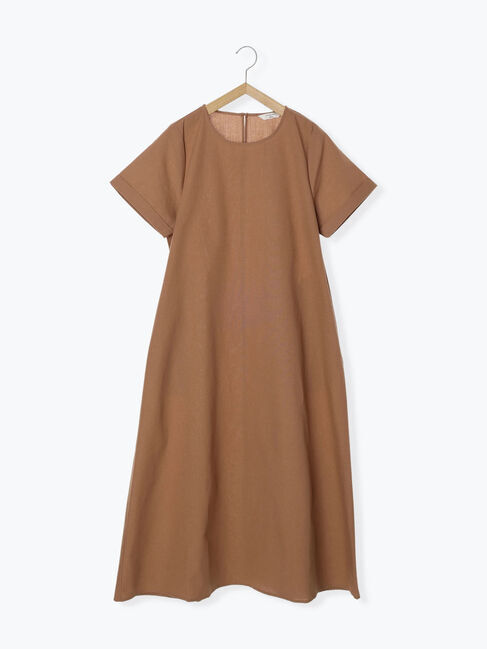 Samansa Mos2 blue「【イージーケア】リネン混マキシフレアワンピース」|ワンピース|