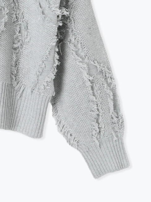 Samansa Mos2 blue「フリンジレースニットプルオーバー」|ニット・セーター|