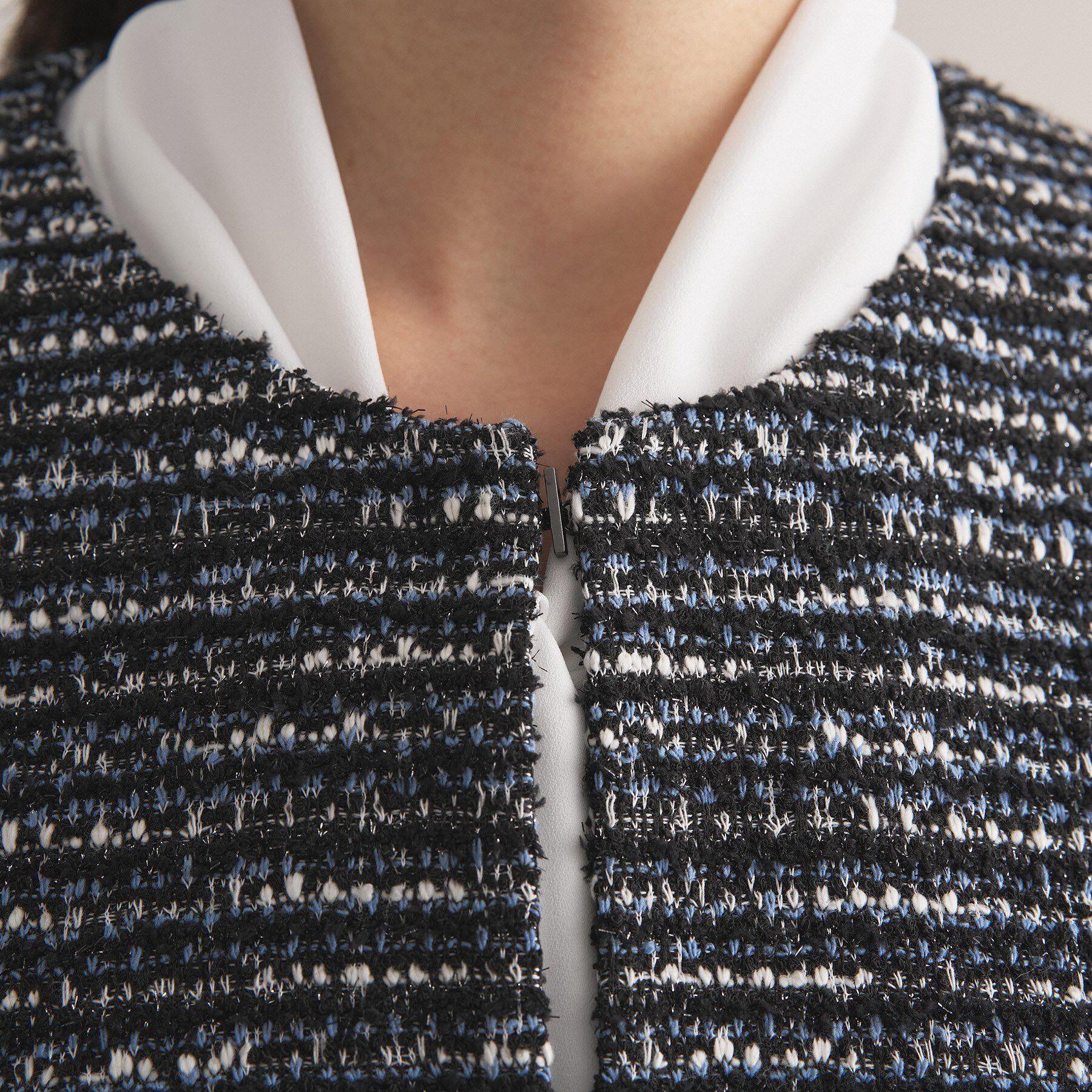 INDIVI「【セレモニー／洗える】ミックスツイードライトジャケット」|ノーカラージャケット|