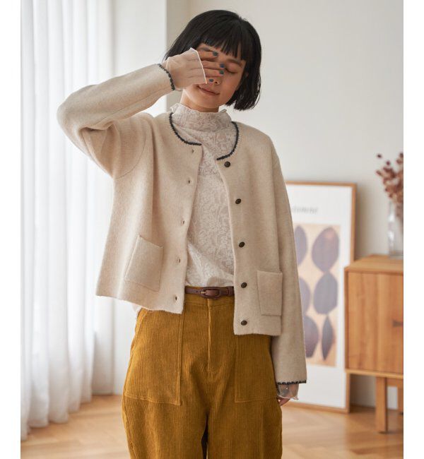 Lbc with Life「配色ポケットショートカーディガン」|カーディガン|