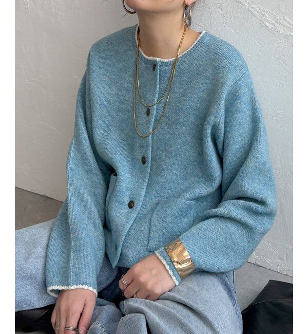 Lbc with Life「配色ポケットショートカーディガン」|カーディガン|ブルー