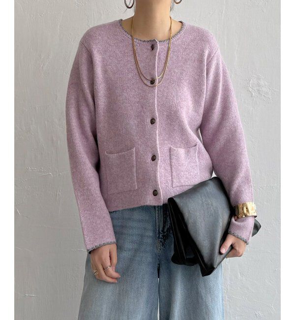 Lbc with Life「配色ポケットショートカーディガン」|カーディガン|ピンク