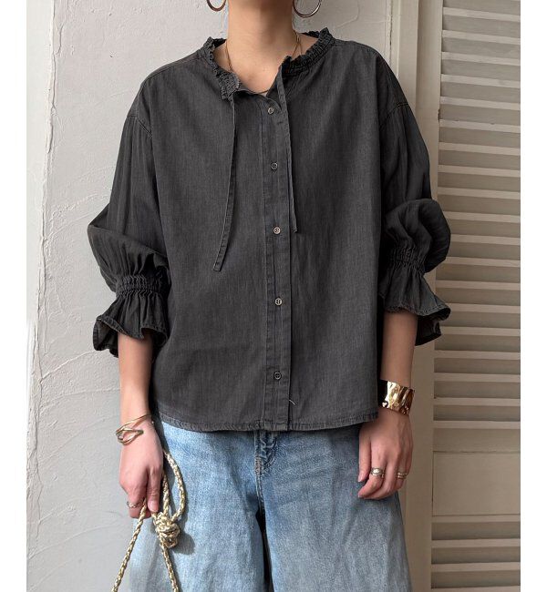 Lbc with Life「デニムコットンシャーリングブラウス」|シャツ・ブラウス|