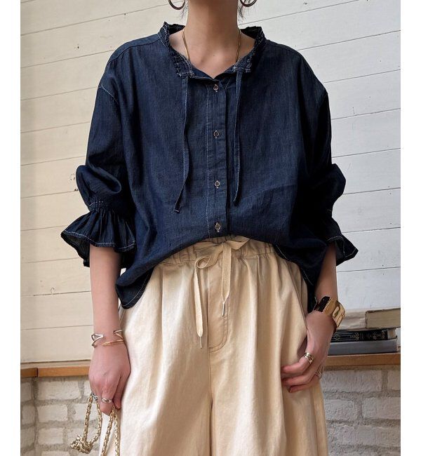 Lbc with Life「デニムコットンシャーリングブラウス」|シャツ・ブラウス|