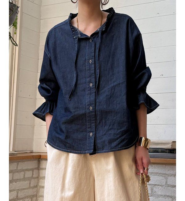 Lbc with Life「デニムコットンシャーリングブラウス」|シャツ・ブラウス|