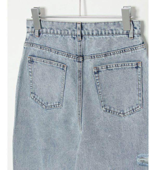 VENCE share style「ダメージワイドデニムパンツ」|デニム|