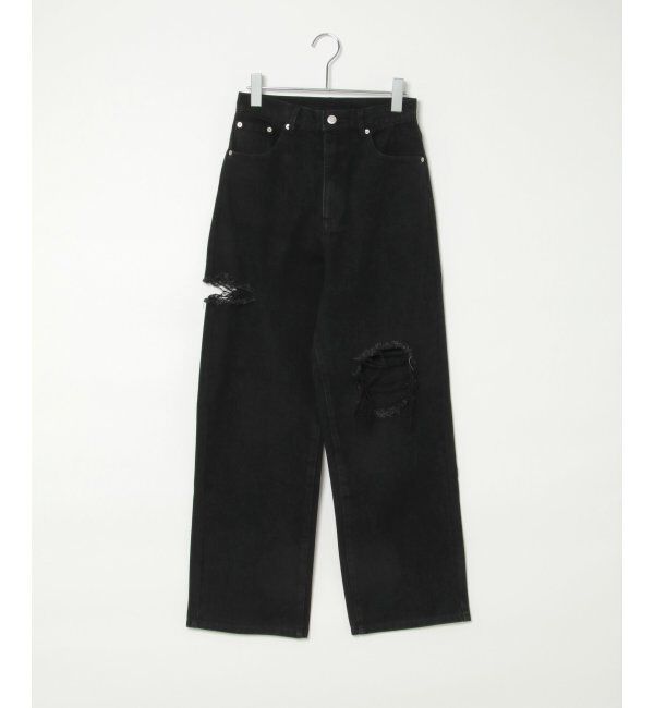 VENCE share style「ダメージワイドデニムパンツ」|デニム|