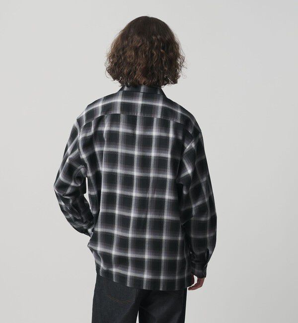 MONKEY TIME「コットン レーヨン オンブレ チェック オープンカラー シャツ」|シャツ・ブラウス|
