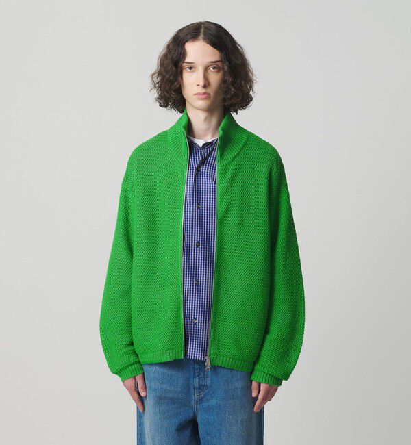 MONKEY TIME「リネン ドライバーズ ニット」|カーディガン|