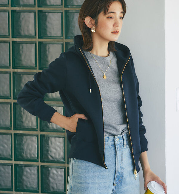  「【WEB限定/キレイめ上品】スポンジダンボールZIPパーカーカットソー」|パーカー|