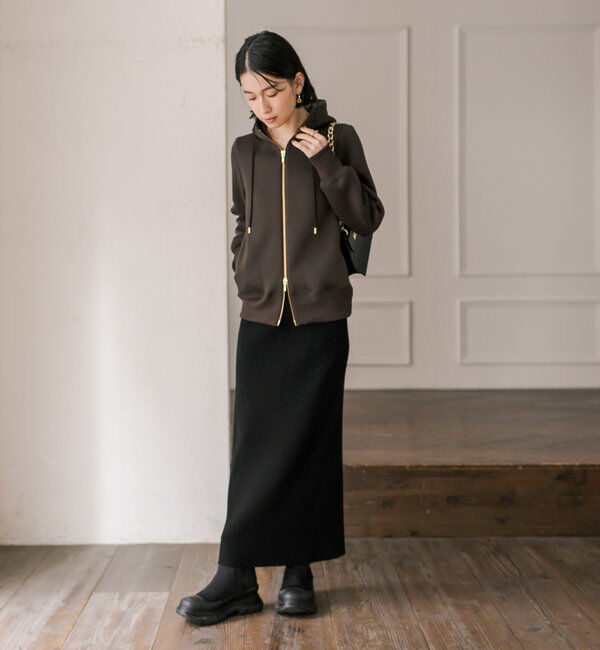  「【WEB限定/キレイめ上品】スポンジダンボールZIPパーカーカットソー」|パーカー|