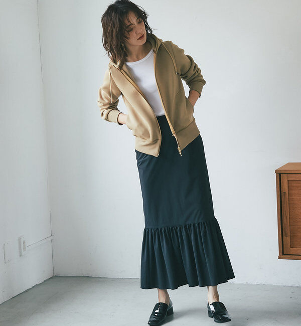  「【WEB限定/キレイめ上品】スポンジダンボールZIPパーカーカットソー」|パーカー|