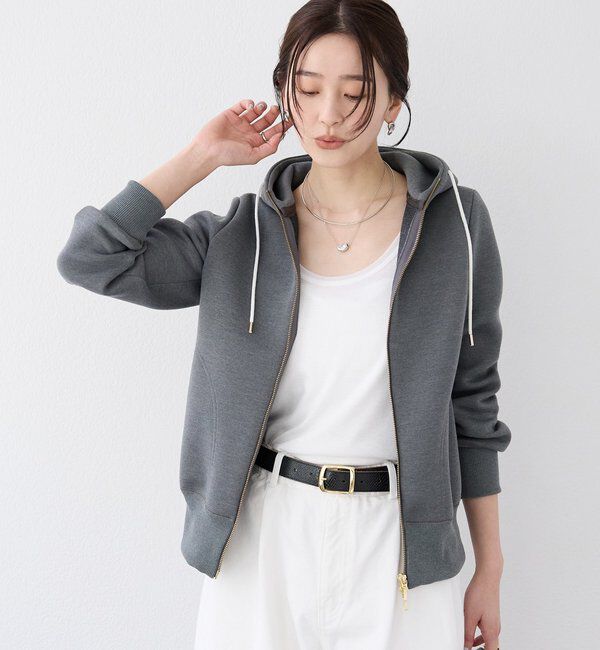  「【WEB限定/キレイめ上品】スポンジダンボールZIPパーカーカットソー」|パーカー|