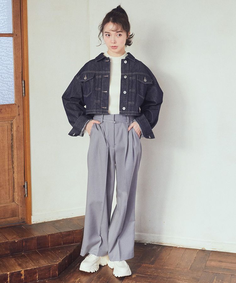 earth music&ecology「ショートデニムジャケット」|テーラードジャケット|