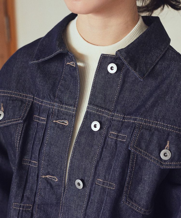 earth music&ecology「ショートデニムジャケット」|テーラードジャケット|