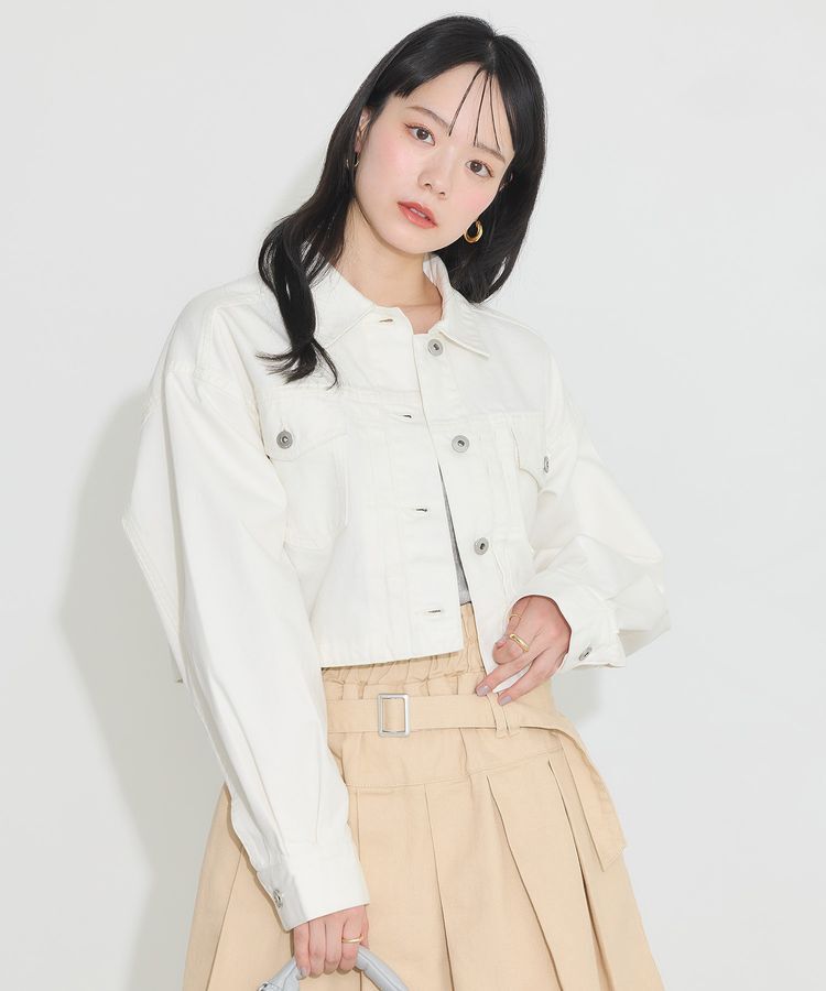 earth music&ecology「ショートデニムジャケット」|テーラードジャケット|