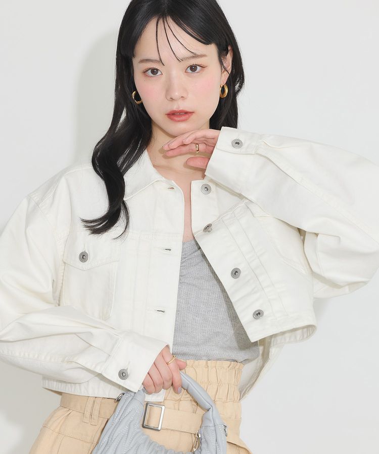 earth music&ecology「ショートデニムジャケット」|テーラードジャケット|