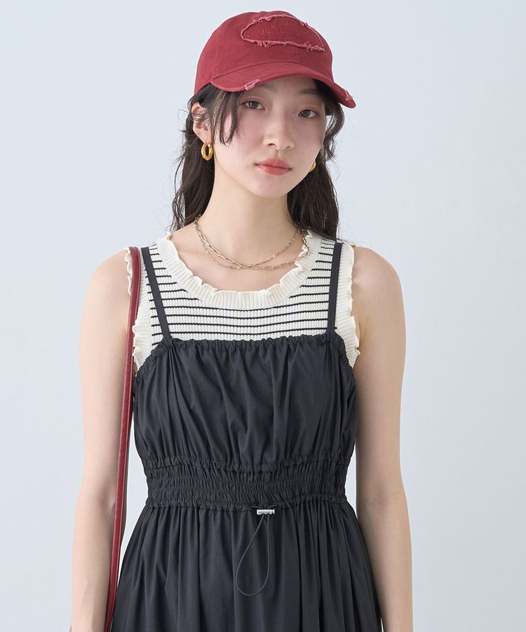 earth music&ecology「フリルニットタンクトップ」|キャミソール|