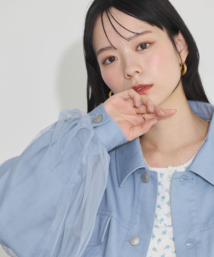 earth music&ecology「チュールレイヤードバックレースアップジャケット」|テーラードジャケット|