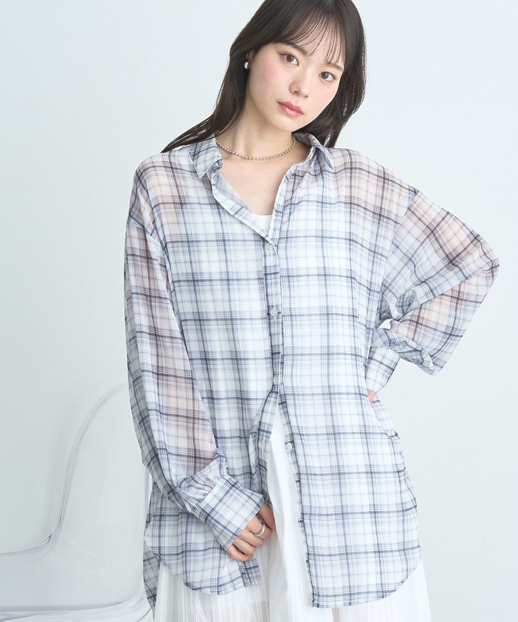 earth music&ecology「シアーチェックシャツ」|シャツ・ブラウス|Off White