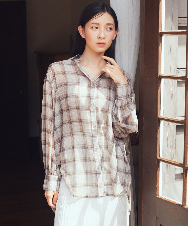 earth music&ecology「シアーチェックシャツ」|シャツ・ブラウス|Brown