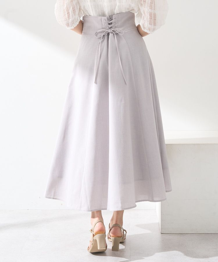 earth music&ecology「シアーバックレースアップフレアスカート」|フレア|Light Gray