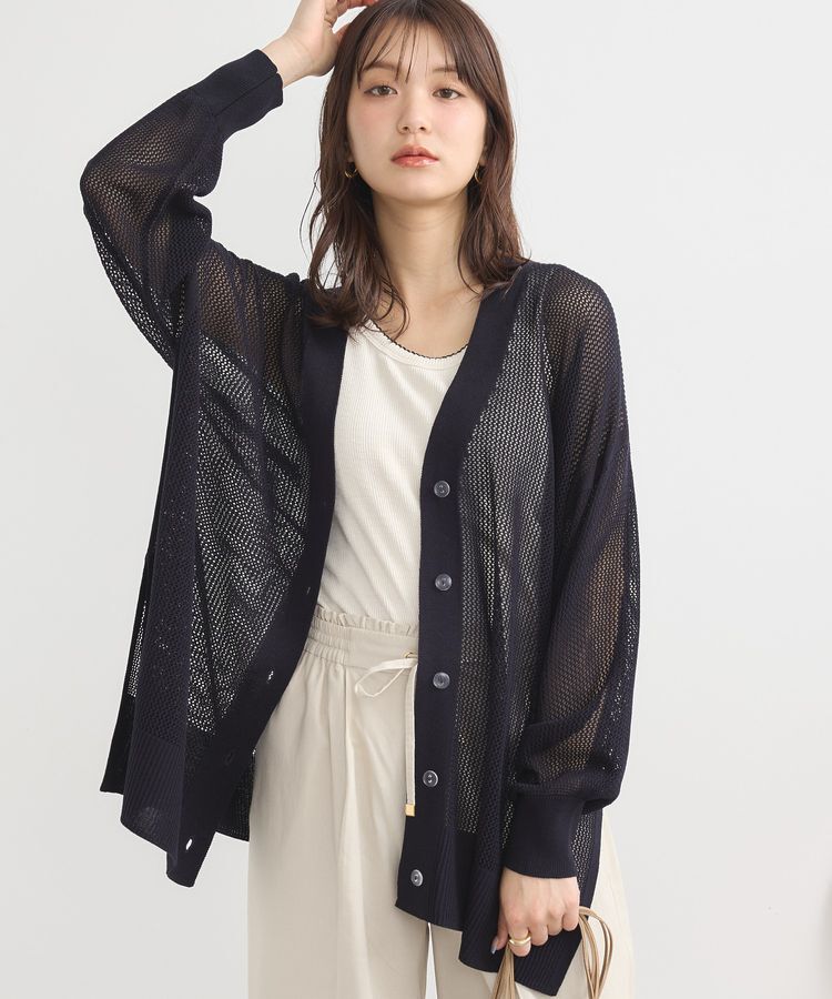earth music&ecology「メッシュルーズカーディガン」|カーディガン|