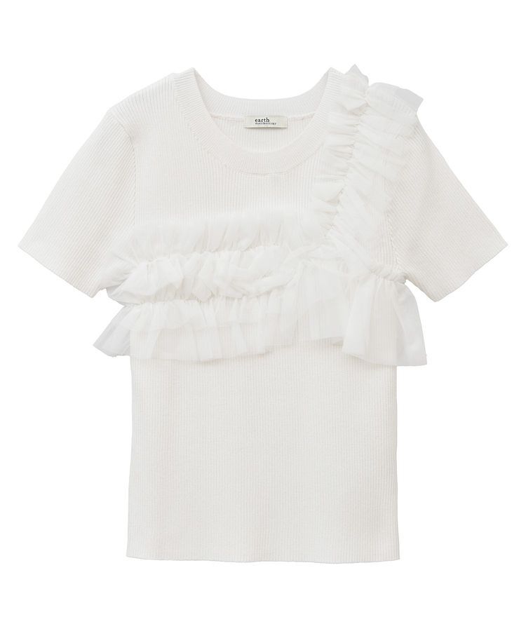 earth music&ecology「アシメチュールフリルニットプルオーバー」|ニット・セーター|