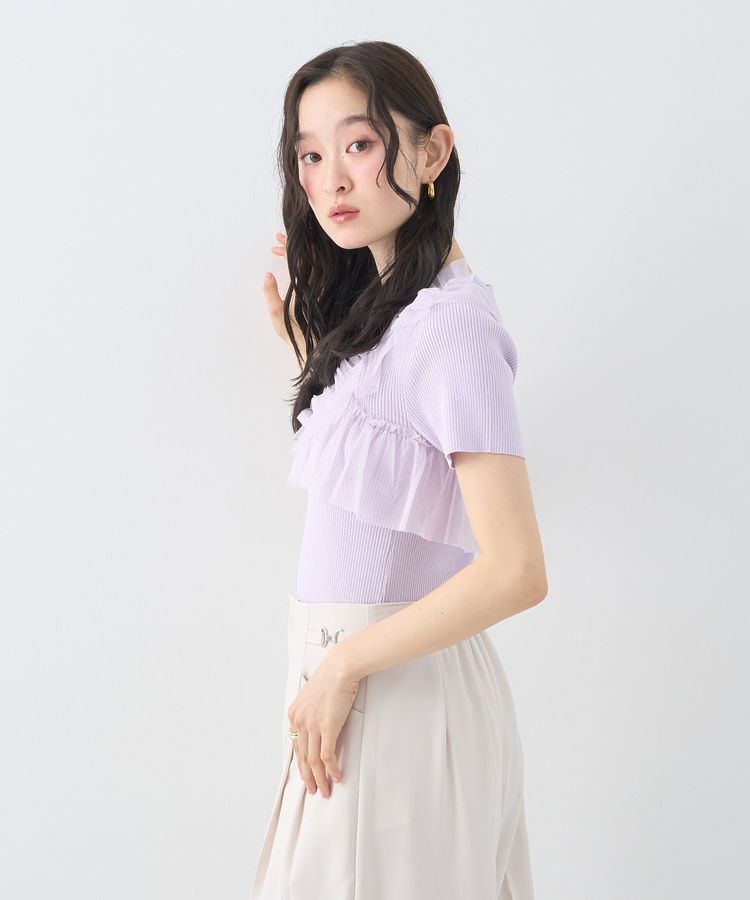 earth music&ecology「アシメチュールフリルニットプルオーバー」|ニット・セーター|