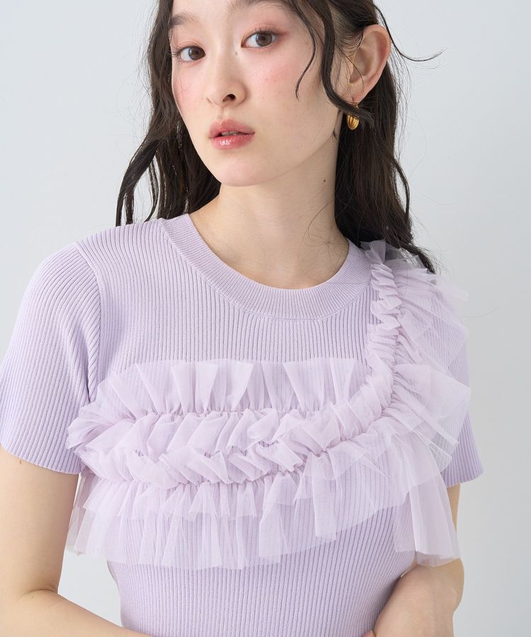 earth music&ecology「アシメチュールフリルニットプルオーバー」|ニット・セーター|