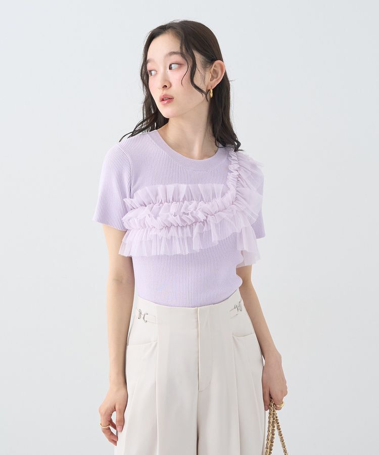 earth music&ecology「アシメチュールフリルニットプルオーバー」|ニット・セーター|