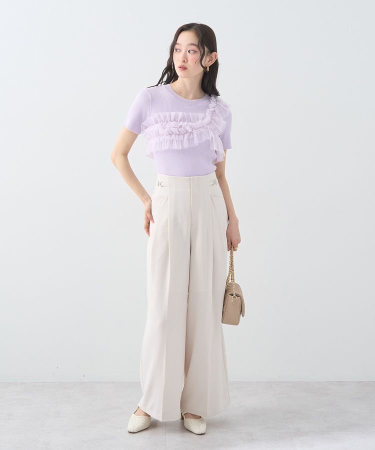 earth music&ecology「アシメチュールフリルニットプルオーバー」|ニット・セーター|