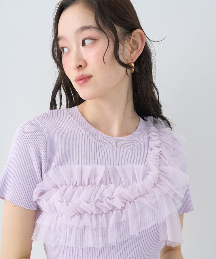 earth music&ecology「アシメチュールフリルニットプルオーバー」|ニット・セーター|