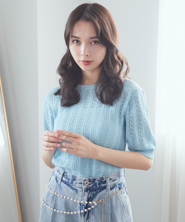 earth music&ecology「透かしニットプルオーバー」|ニット・セーター|