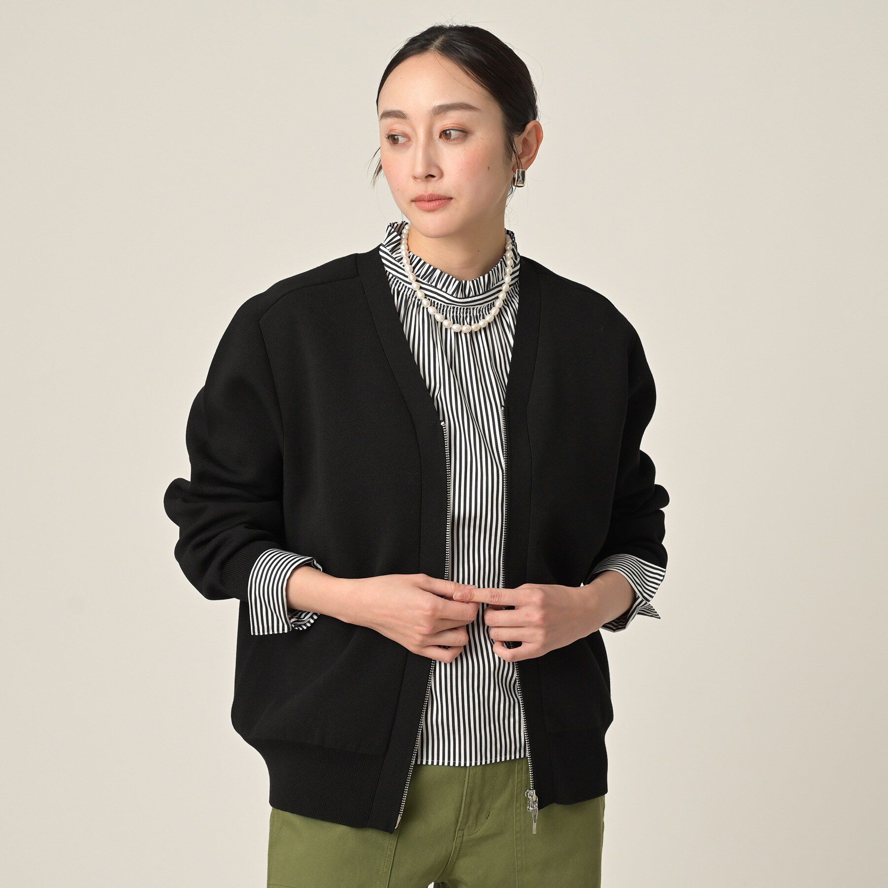 UNTITLED「ジップアップニットカーディガン」|カーディガン|