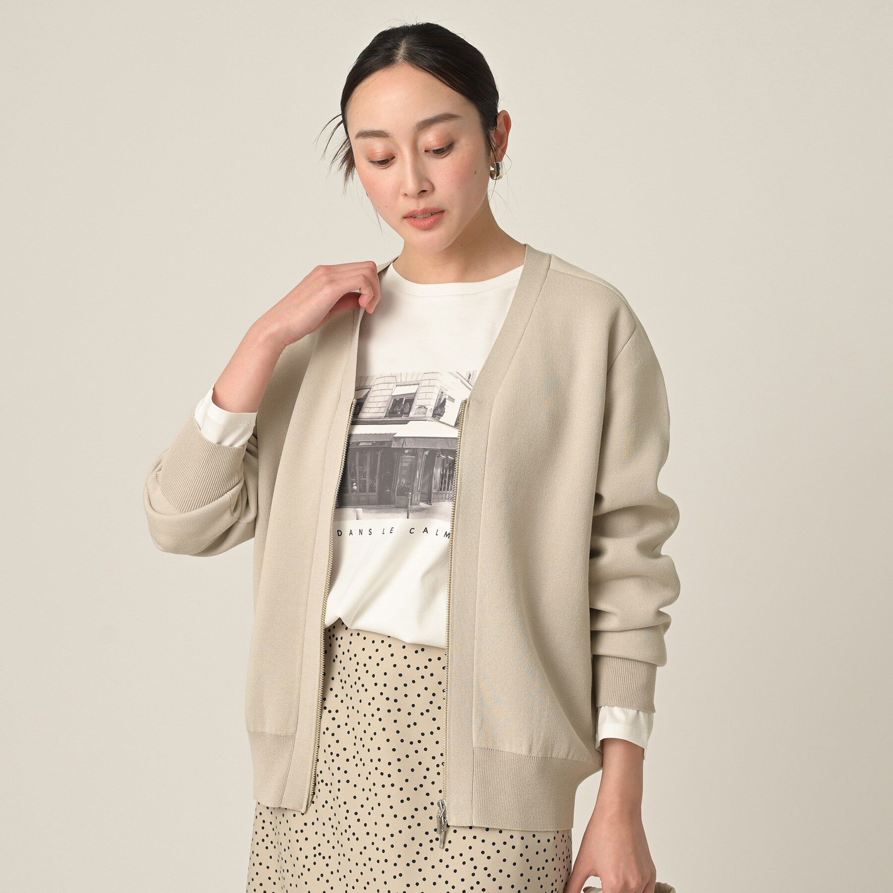 UNTITLED「ジップアップニットカーディガン」|カーディガン|