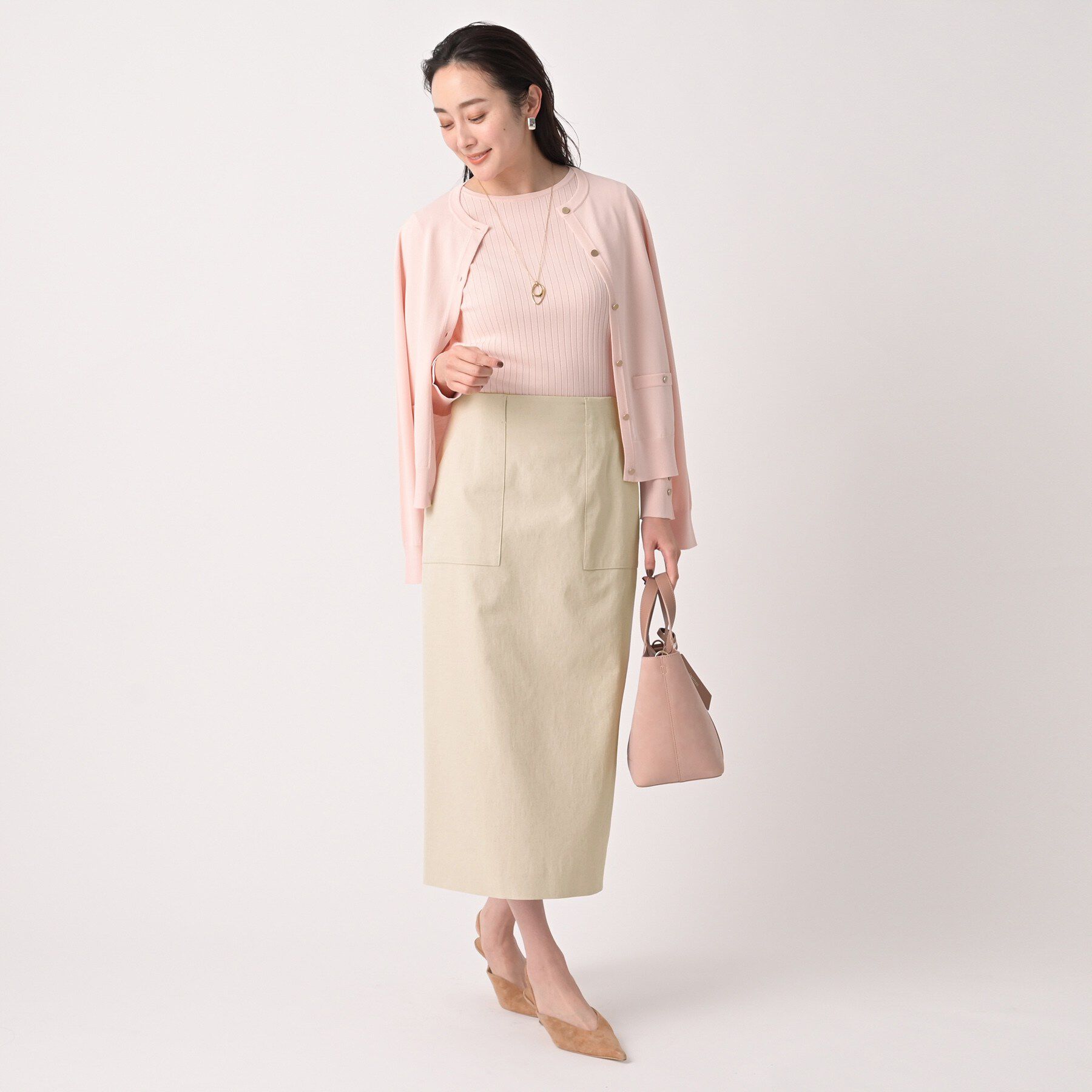 UNTITLED「【洗える/後ろウエストゴム】オックスアイラインスカート」|スカート|