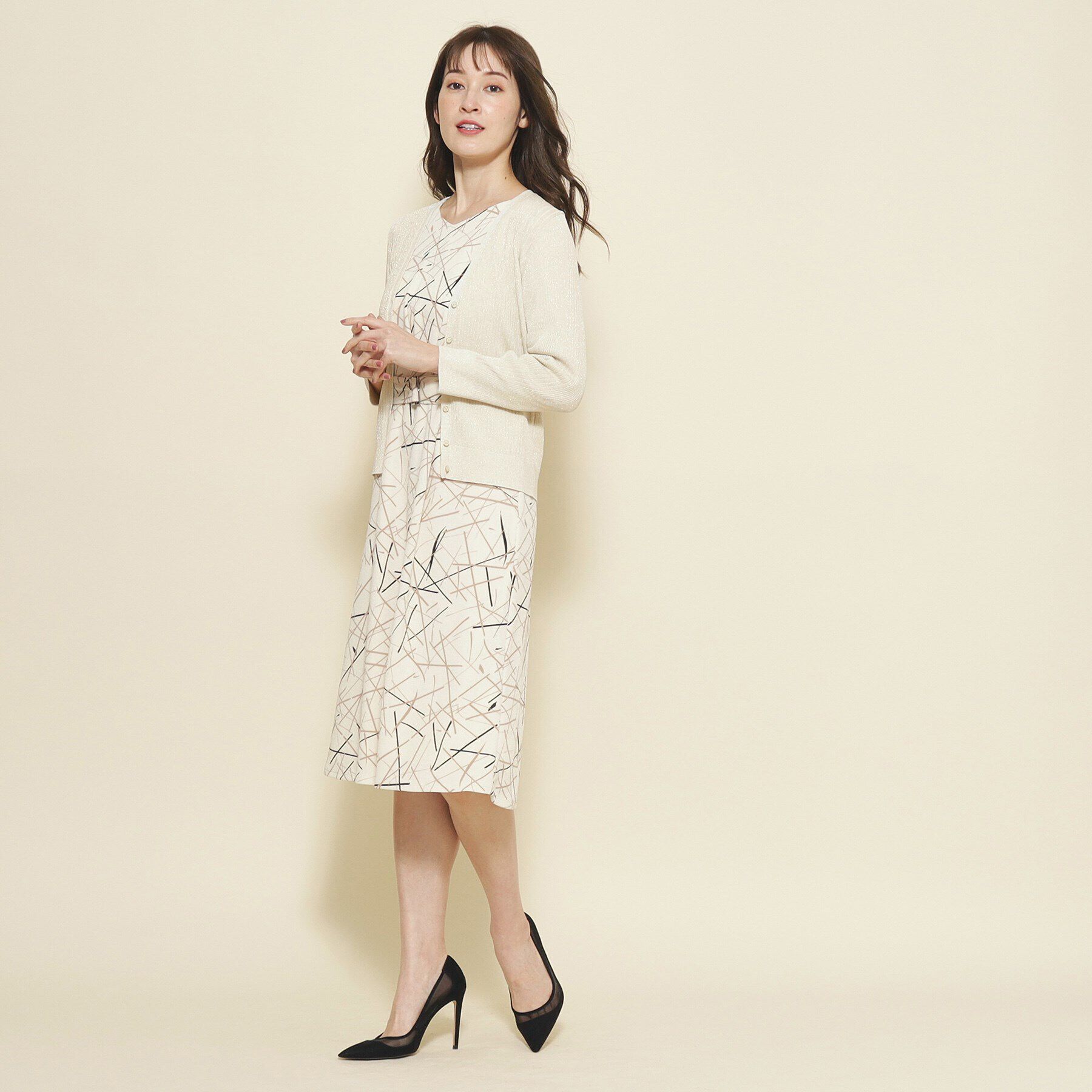 COUP DE CHANCE「【洗える／日本製／ラメ】Vネックリブカーディガン」|カーディガン|