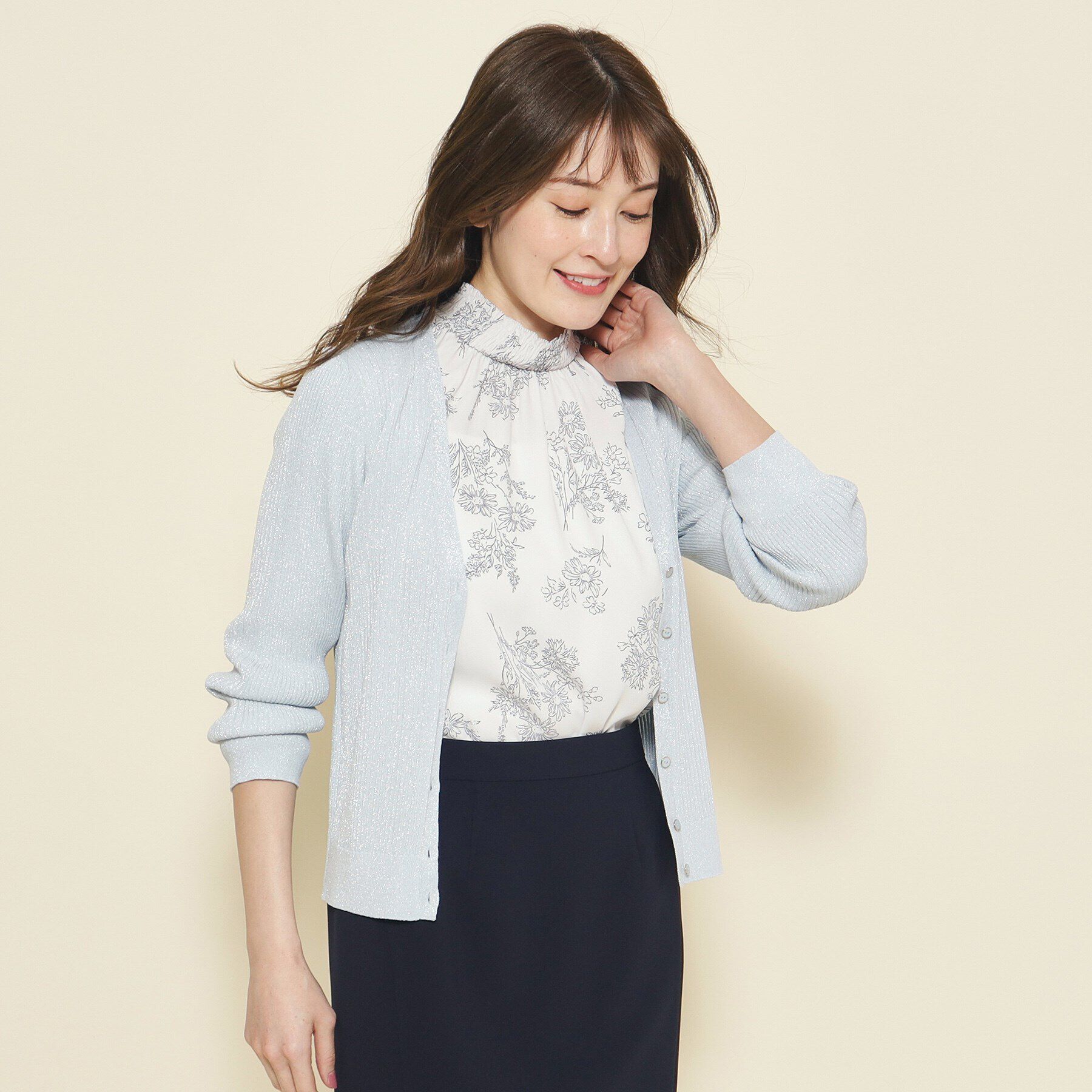 COUP DE CHANCE「【洗える／日本製／ラメ】Vネックリブカーディガン」|カーディガン|