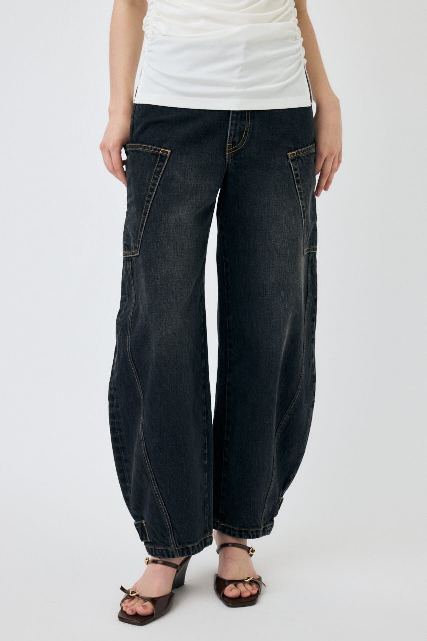 MOUSSY「NARROWED HEM コクーンストレート」|デニム|BLK