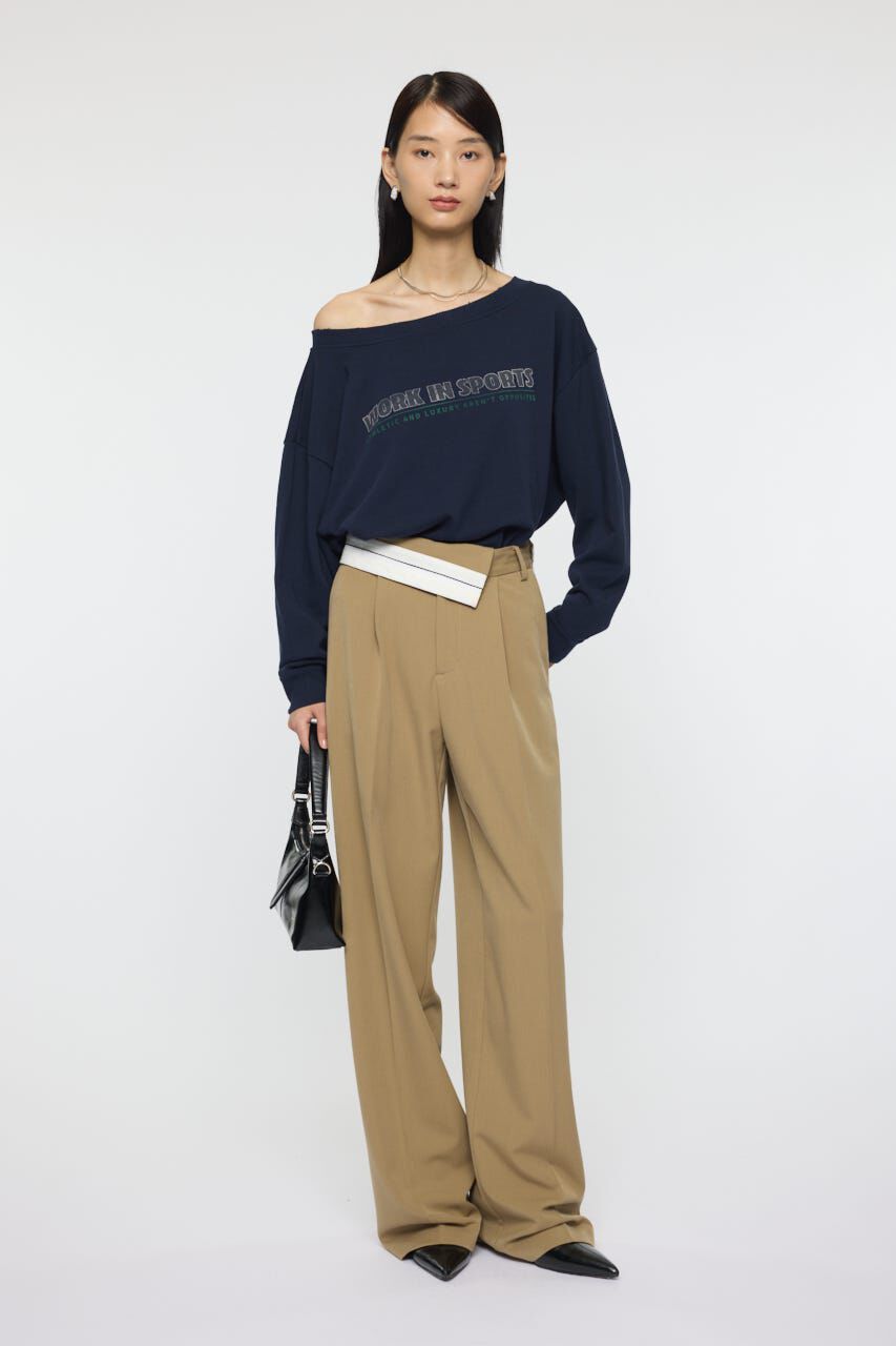 MOUSSY「OFF SHOULDER LOGO SWEAT プルオーバー」|パーカー|