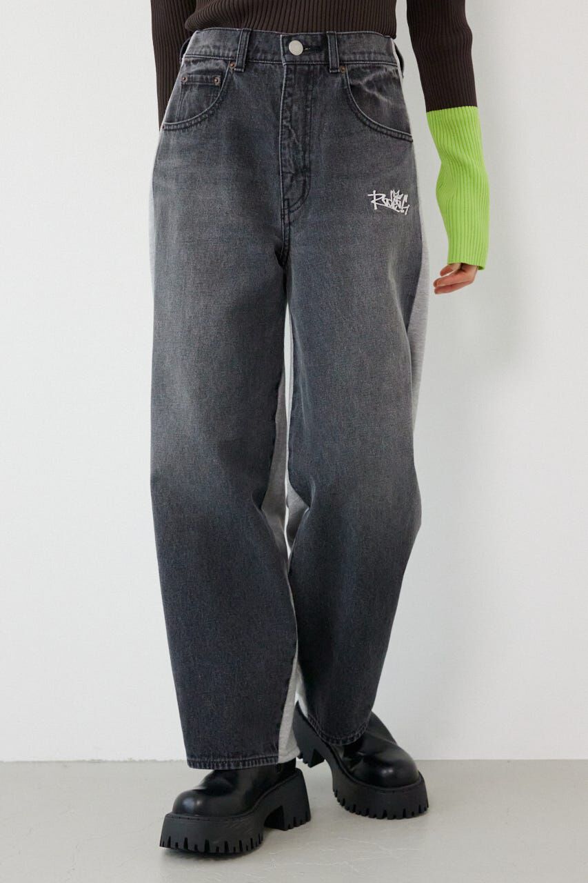 RODEO CROWNS「BIG sign logo コンビパンツ」|デニム|