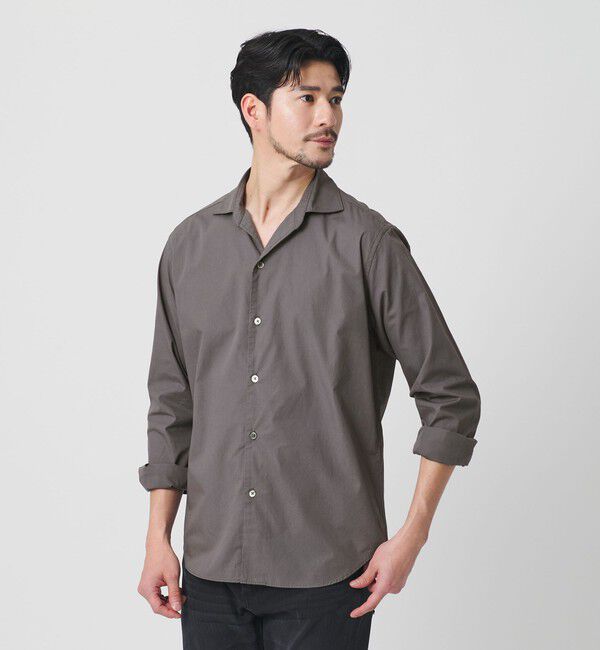 BEAUTY&YOUTH UNITED ARROWS「【WEB限定 WARDROBE SMART】コットン ワイドカラー スキッパー シャツ」|シャツ・ブラウス|DK.GRAY