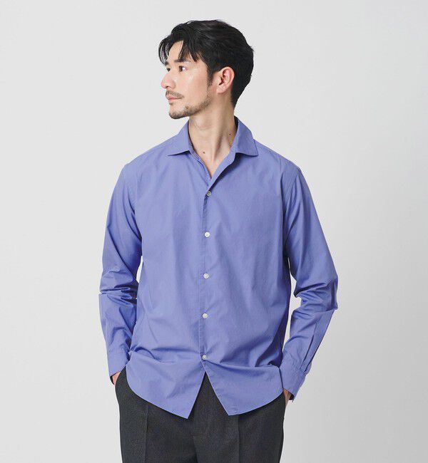 BEAUTY&YOUTH UNITED ARROWS「【WEB限定 WARDROBE SMART】コットン ワイドカラー スキッパー シャツ」|シャツ・ブラウス|LT.BLUE