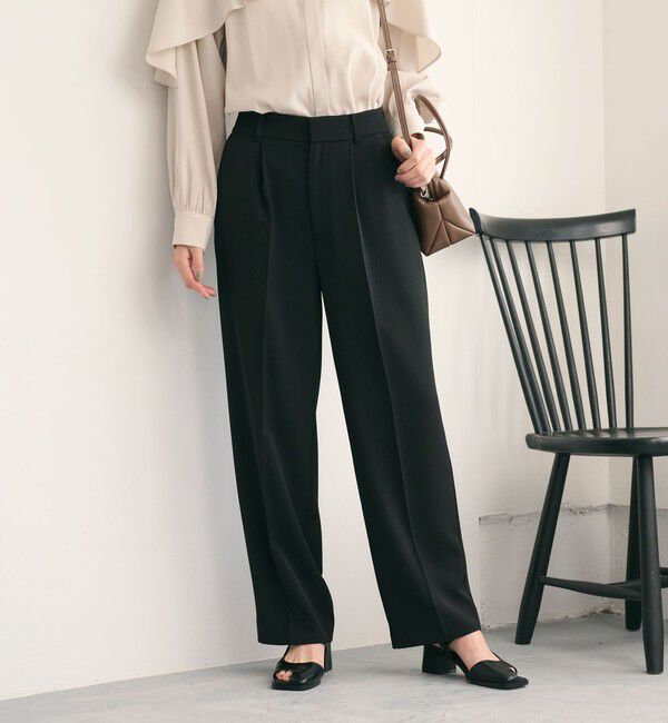 BEAUTY&YOUTH UNITED ARROWS「【WEB限定 Wardrobe DAILY MINIMAL】ダブルクロス テーパードパンツ ウォッシャブル」|スラックス|BLACK