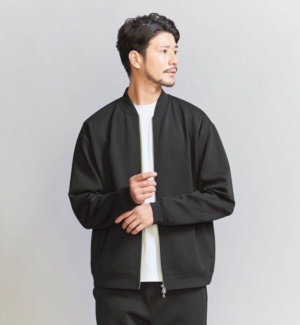 BEAUTY&YOUTH UNITED ARROWS「【WEB限定 WARDROBE SMART】ダブルニット ジップブルゾン/セットアップ対応【抗菌・防臭】」|ブルゾン・スタジャン|BLACK